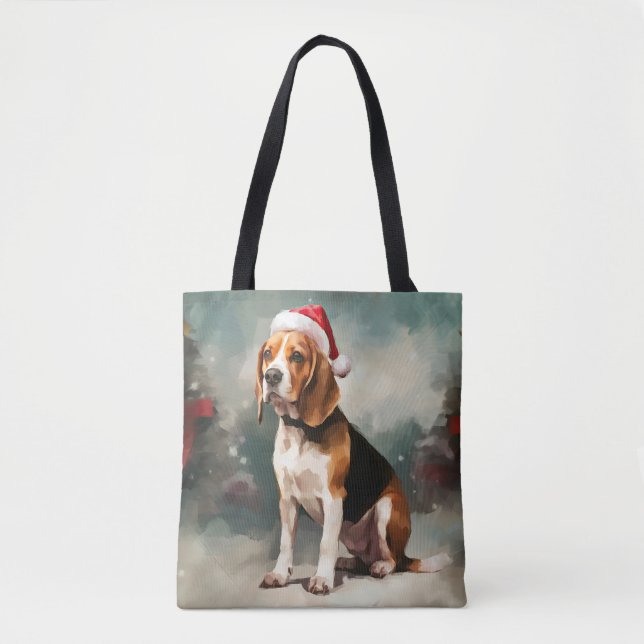 Bolsa Tote Cachorro na neve no Natal (Frente)