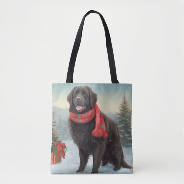 Bolsa Tote Cachorro na Terra Nova no Natal da Neve (Frente)
