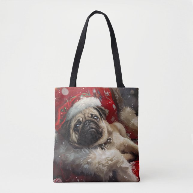 Bolsa Tote Cachorro Natal Festivo (Frente)