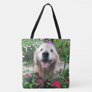 Bolsa Tote Cachorro-Ouro Sorriso Entre Flores
