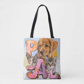 Bolsa Tote Cachorro Pal e Gatos Mais Personalizar Nome