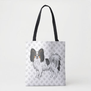 Bolsa Tote Cachorro Papillon Tricolor Desenho Animado Com Pad