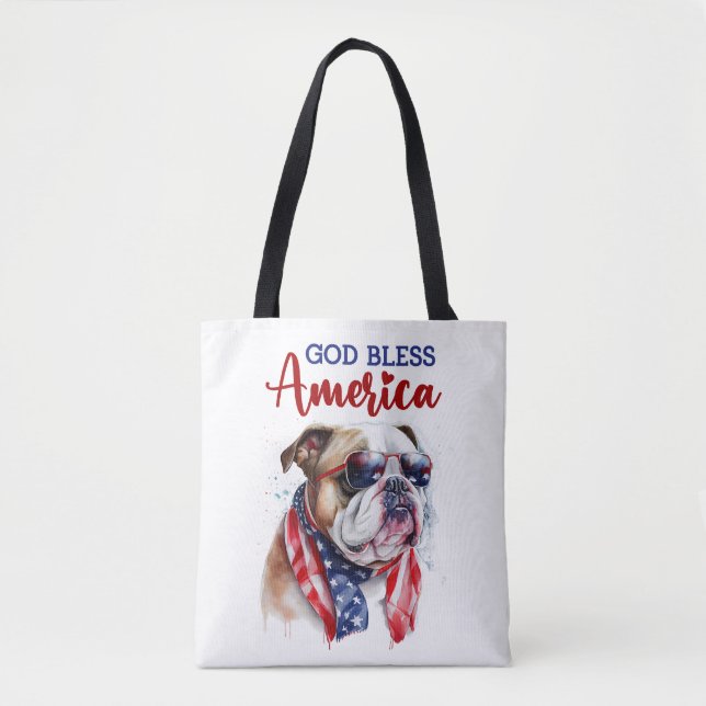 Bolsa Tote Cachorro Patriota-Buldogue (Frente)