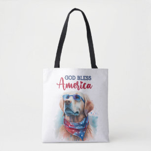 Bolsa Tote Cachorro Patriótico - Golden Retriever