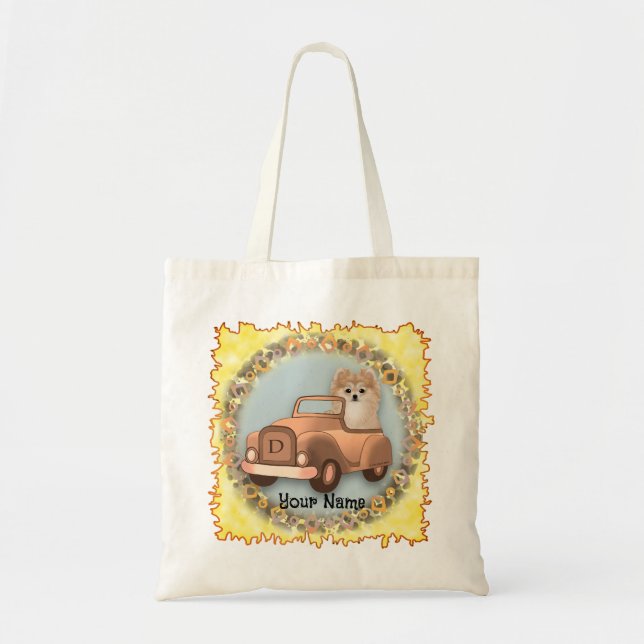 Bolsa Tote Cachorro Pomerânia Dirigindo Carro (Frente)