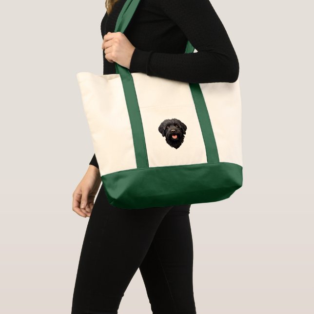 Bolsa Tote Cachorro Preto Labradoodle (Frente (produto))