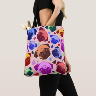 Bolsa Tote Cachorro Pug Filhote PopArt Estilo Retro
