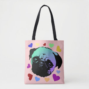 Bolsa Tote Cachorro Pug Filhote PopArt Estilo Retro