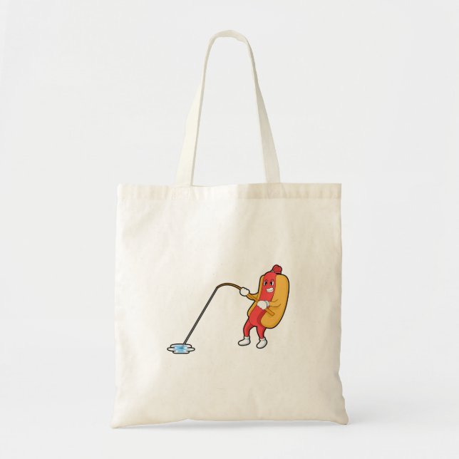 Bolsa Tote Cachorro-quente na pesca com vara de pesca (Frente)