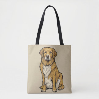 Bolsa Tote Cachorro Retriever Amarelo Gráfico Arte Pop Vintag