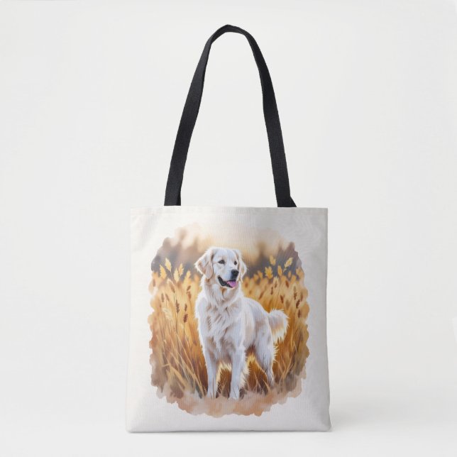 Bolsa Tote Cachorro Retriever Dourado Branco (Frente)