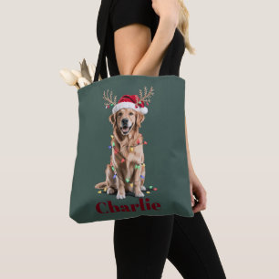 Bolsa Tote Cachorro Retriever Dourado Natal Nome Personalizad