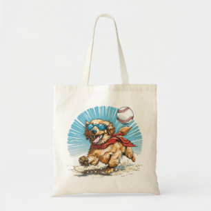 Bolsa Tote Cachorro Retriever ouro Jogando Baseball