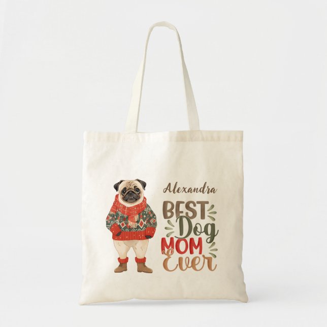 Bolsa Tote Cachorro Retroativo Mãe Aquarela Personalizada (Frente)