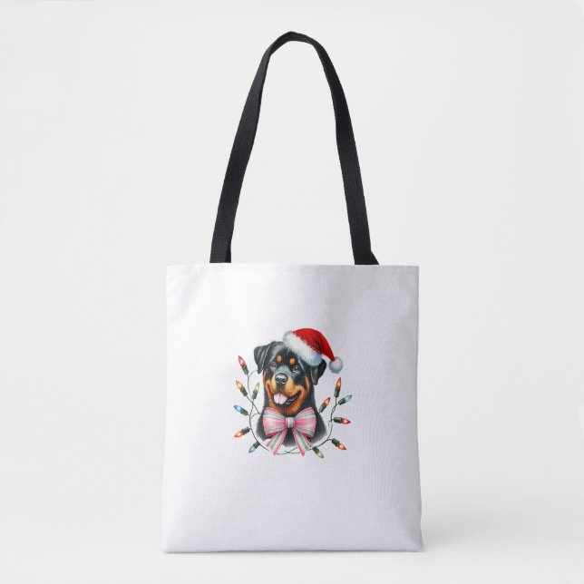 Bolsa Tote Cachorro Rottweiler Com Arco De Coquetes (Frente)