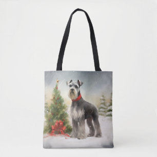 Bolsa Tote Cachorro Schnauzer na Neve Natal