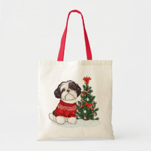 Bolsa Tote Cachorro Shih Tzu de Natal