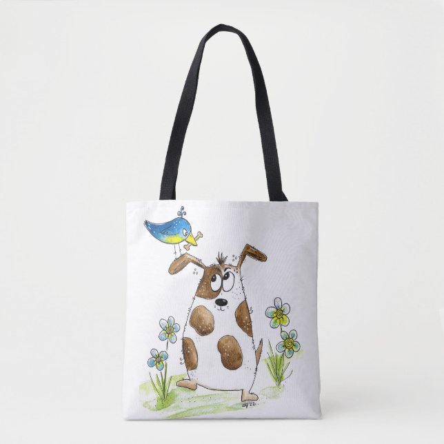 Bolsa Tote Cachorro Spotado com Pássaro (Frente)