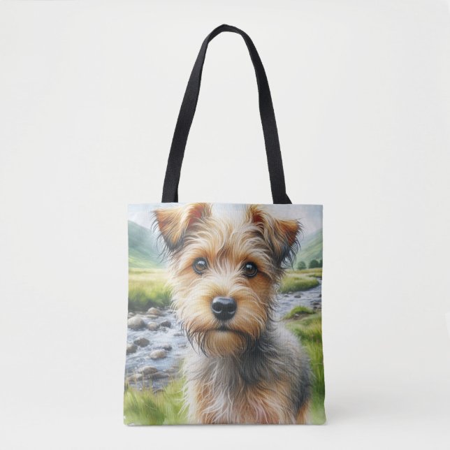 Bolsa Tote Cachorro Terrier Fofo em Aquarela (Frente)
