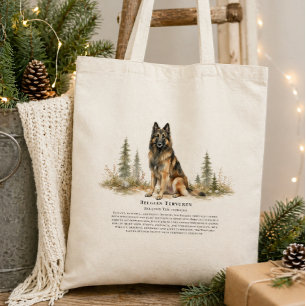 Bolsa Tote Cachorro Tervuren Belga Aquarela Citação da Raça