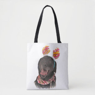 Bolsa Tote Cachorro varejista negro de férias feliz