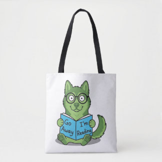 Bolsa Tote Cachorro Verde Fofo e Divertido Vá Embora Estou Le