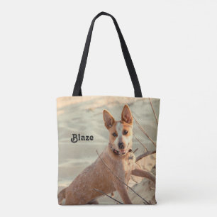 Bolsa Tote Cachorro Vermelho australiano - Heeler - na neve