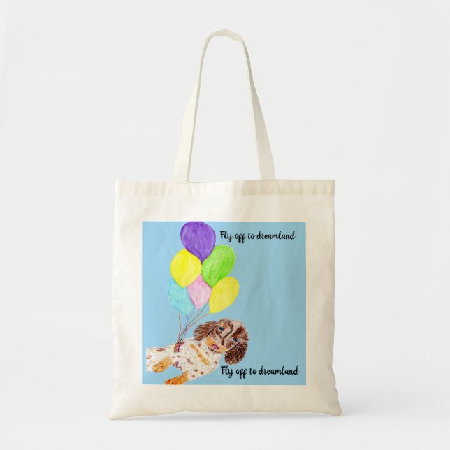 Bolsa Tote Cachorro voador indo para o mundo dos sonhos (Frente)