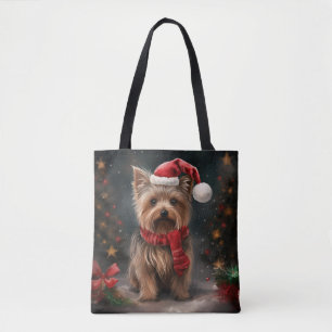 Bolsa Tote Cachorro Yorkshire Terrier na Neve Natal