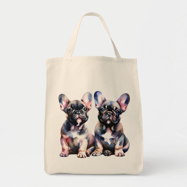 Bolsa Tote Cachorros bonitos de Bulldog Francês (Frente)