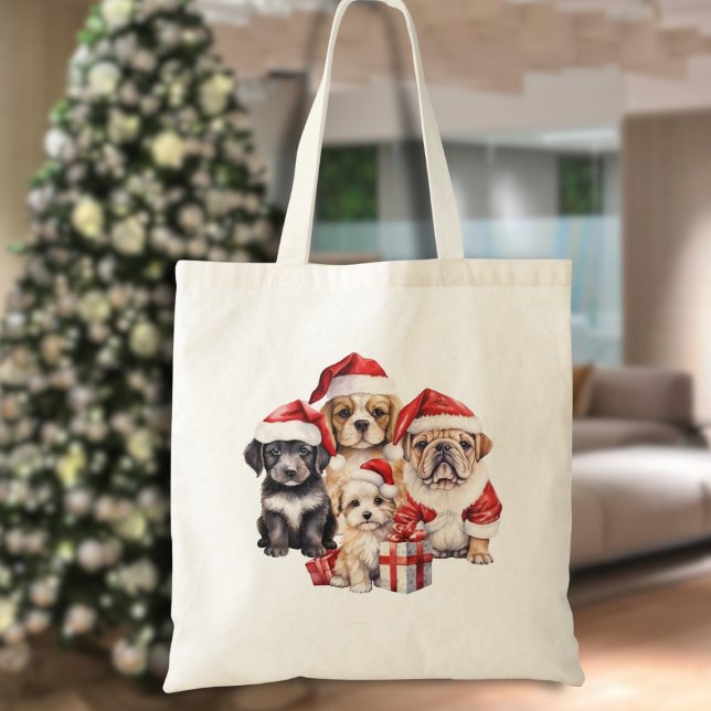 Bolsa Tote "Cachorros de Natal", fofo amante de cachorro (Criador carregado)