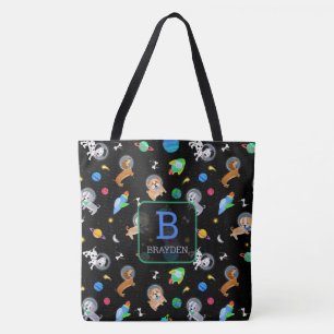 Bolsa Tote Cachorros No Espaço Aquarela Cães Astronautas