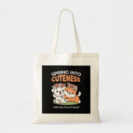 Bolsa Tote Cachorros Reproduzíveis com Corvos Flores - Tema d