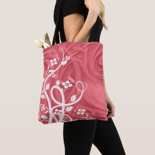 Bolsa Tote Cachos Sobre Arte Vermelha