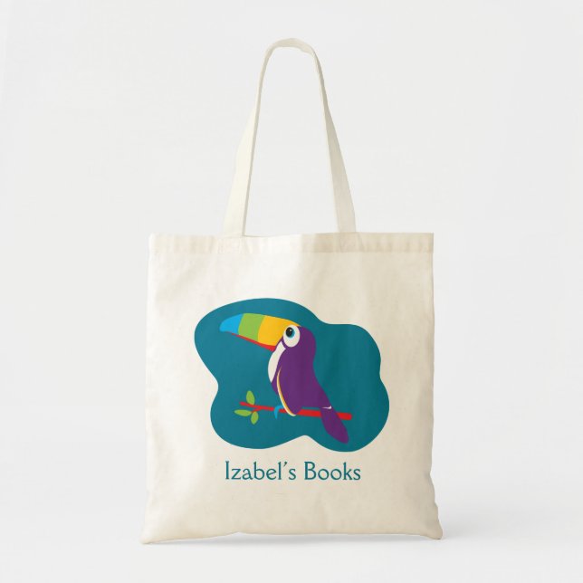 Bolsa Tote Caçoa o saco toucan da biblioteca da arte gráfica (Frente)