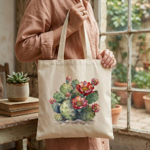 Bolsa Tote Cacto de Flor Vermelha