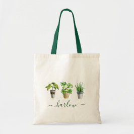 Bolsa Tote Cacto de Plantas em Vasos Aquarela | Monograma