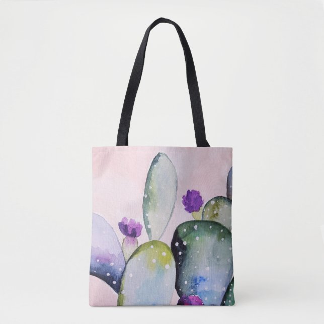 Bolsa Tote Cacto Flor Roxo (Nopal) (Frente)