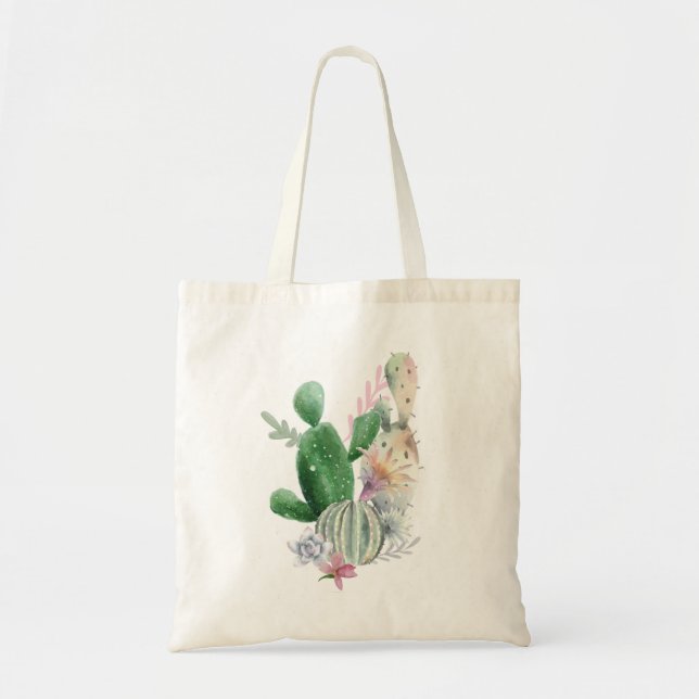 Bolsa Tote Cacto floral personalizado da sacola (Frente)