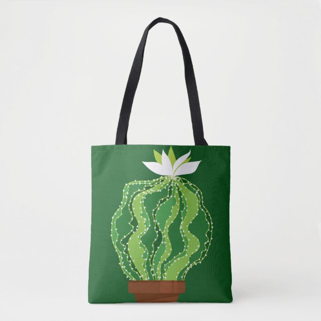 Bolsa Tote Cacto verde: motif abstrato natural. (Frente)