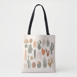 Bolsa Tote Cactus e padrão suculento sem costura