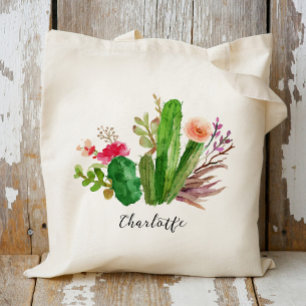 Bolsa Tote Cactus,Nome Personalizado,Personalizado
