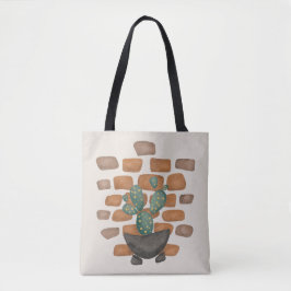 Bolsa Tote Cactus Oasis: Decoração de Muro de tijolo inspirad