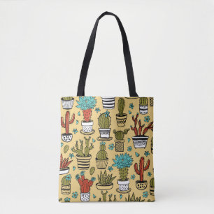 Bolsa Tote Cactus Succulent: desenho desenhado à mão