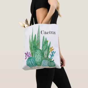 Bolsa Tote Cactus watercolor cactos flores do deserto floral