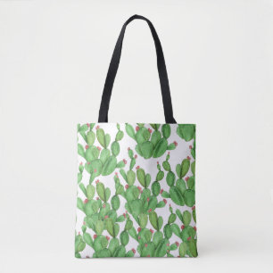 Bolsa Tote Cactus Watercolor: Plano de Fundo do Padrão Ininte