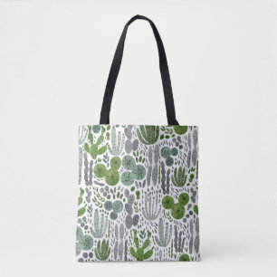 Bolsa Tote Cactusa Padrão Pintado Da Mão De Aquarela