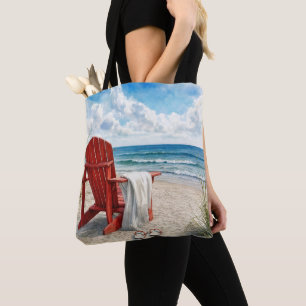 Bolsa Tote Cadeira de Praia Adirondack Vermelha com Chinelos