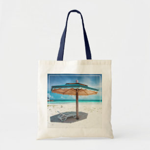 Bolsa Tote Cadeira de praia e praia de prata das areias do