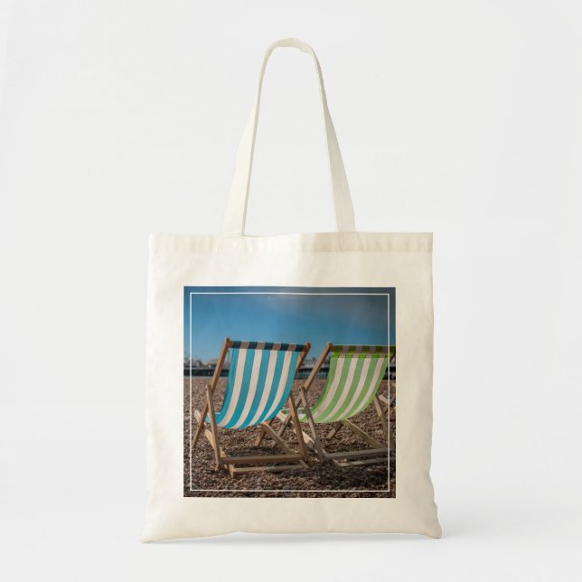 Bolsa Tote Cadeiras de plataforma que olham o mar (Frente)